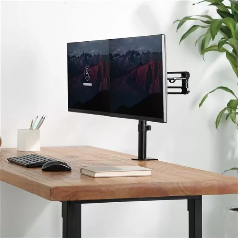 StarTech.com Dviejų monitorių laikiklis ant stalo – dviguba rankena, VESA, iki 32 colių ekranams, ergonomiškas, reguliuojamas aukštis/pakreipimas/pasukimas/rotacija