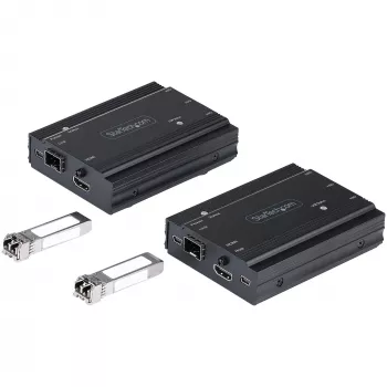 StarTech.com 4K HDMI KVM ilgintuvas per šviesolaidį - HDMI vaizdo ir USB nuotolinio KVM jungiklio/konsolės ilgintuvas - iki 984 pėdų/300 m (daugiamodis) - 2x 10G MMF SFP+ moduliai - KVM išplėtimo rinkinys (TX/RX)