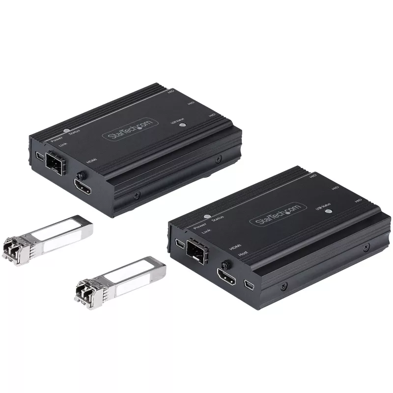 StarTech.com 4K HDMI KVM ilgintuvas per šviesolaidį - HDMI vaizdo ir USB nuotolinio KVM jungiklio/konsolės ilgintuvas - iki 984 pėdų/300 m (daugiamodis) - 2x 10G MMF SFP+ moduliai - KVM išplėtimo rinkinys (TX/RX)