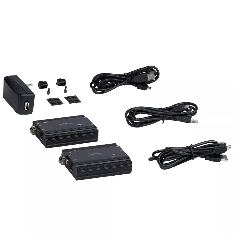 StarTech.com 4K HDMI KVM ilgintuvas per šviesolaidį - HDMI vaizdo ir USB nuotolinio KVM jungiklio/konsolės ilgintuvas - iki 984 pėdų/300 m (daugiamodis) - 2x 10G MMF SFP+ moduliai - KVM išplėtimo rinkinys (TX/RX)
