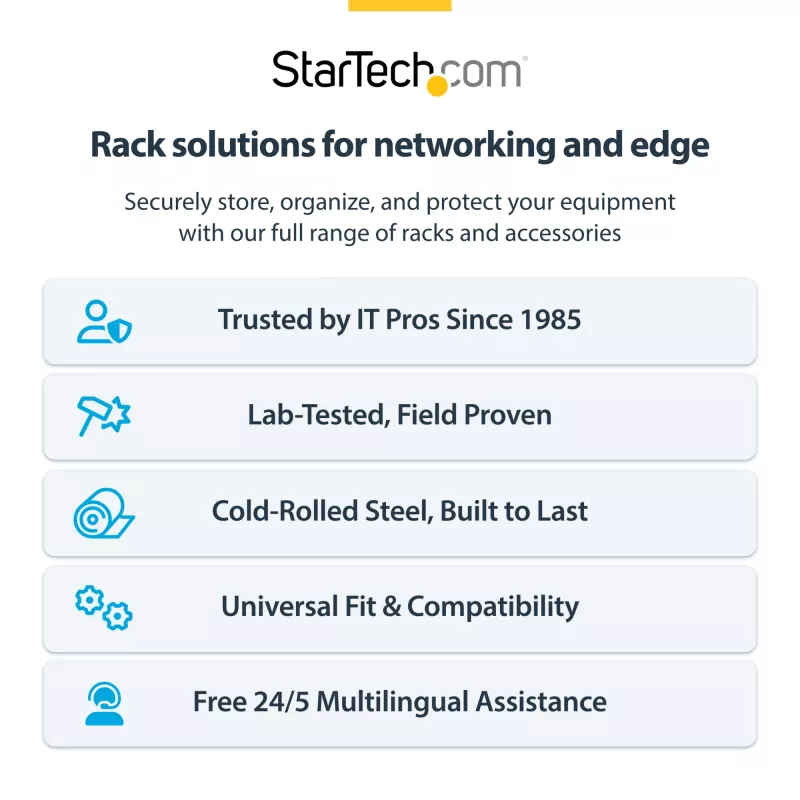 StarTech.com 4U sieninis tinklo stovas – 14 colių gylio (žemo profilio) – 19 colių pataisų skydelio laikiklis sekliems serveriams ir IT įrangai, tinklo jungikliams – 20 kg talpa, juodas