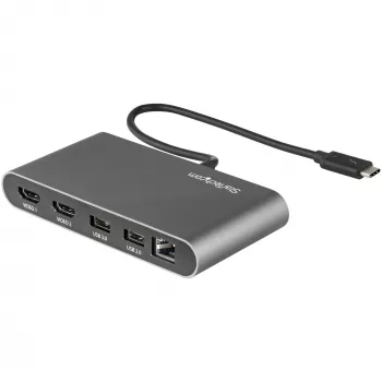 StarTech.com Dvigubo monitoriaus Thunderbolt mini dokas, 4K 60Hz HDMI, belaidis centras, skirtas Windows ir Mac, Gigabit Ethernet, 1 x USB 5Gbps ir 1x USB 2.0, 28 cm laidas