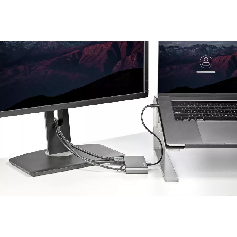 StarTech.com Dvigubo monitoriaus Thunderbolt mini dokas, 4K 60Hz HDMI, belaidis centras, skirtas Windows ir Mac, Gigabit Ethernet, 1 x USB 5Gbps ir 1x USB 2.0, 28 cm laidas