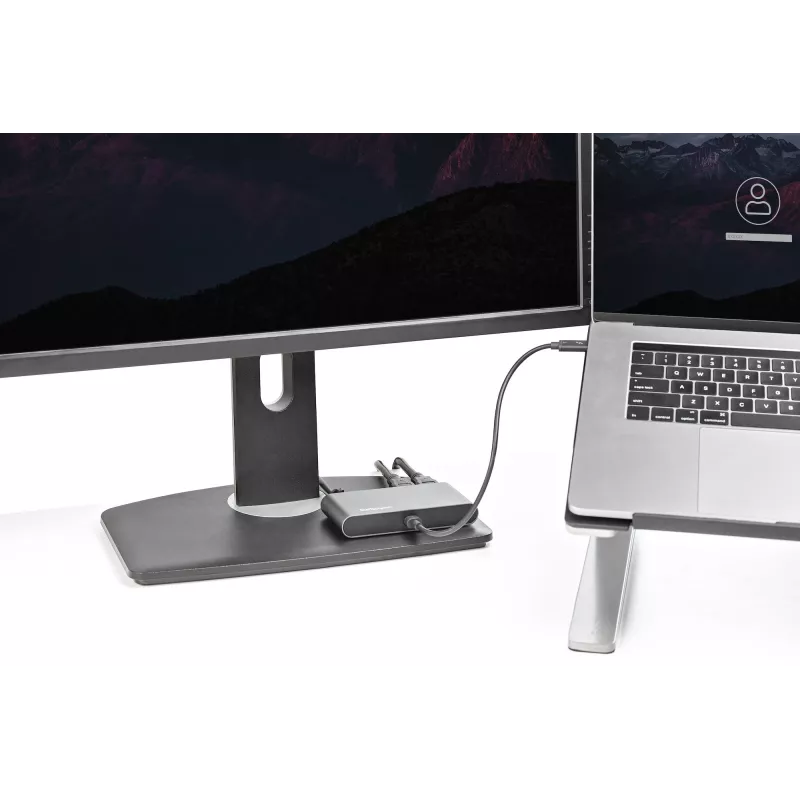 StarTech.com Dvigubo monitoriaus Thunderbolt mini dokas, 4K 60Hz HDMI, belaidis centras, skirtas Windows ir Mac, Gigabit Ethernet, 1 x USB 5Gbps ir 1x USB 2.0, 28 cm laidas