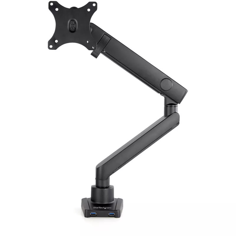 StarTech.com Vieno monitoriaus laikiklis ant stalo su 2x USB 3.0 prievadais, pilnas judesys, iki 34 colių (8 kg), VESA, spaustuvinis/įleidžiamas tvirtinimas, mechaninė spyruoklė