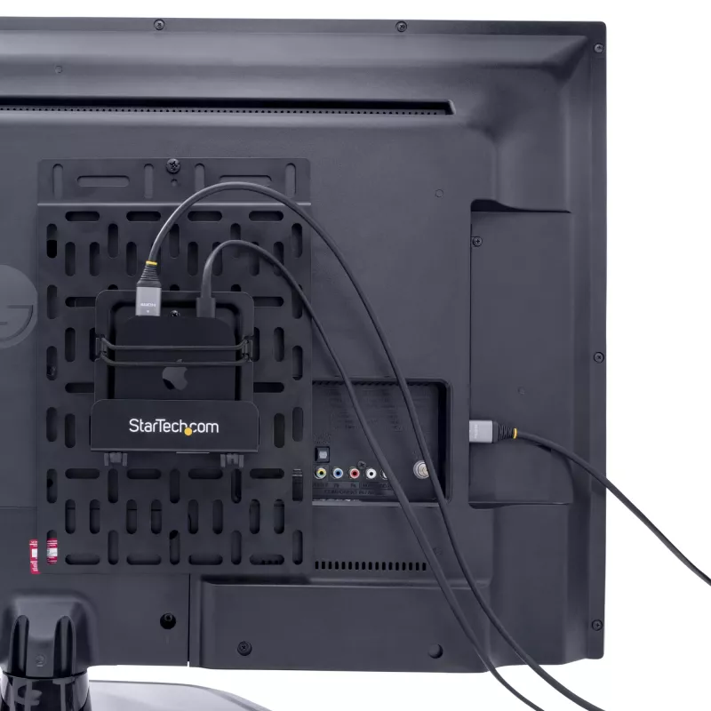 StarTech.com Universal TV laikiklis priedams – reguliuojamas TV ir sieninis laikiklis – medijos grotuvams / maršrutizatoriams / modemams / AV jungikliams ir praplėtimams / Apple TV – paslėptas kabelinės dėžutės laikiklis už TV – 5 kg