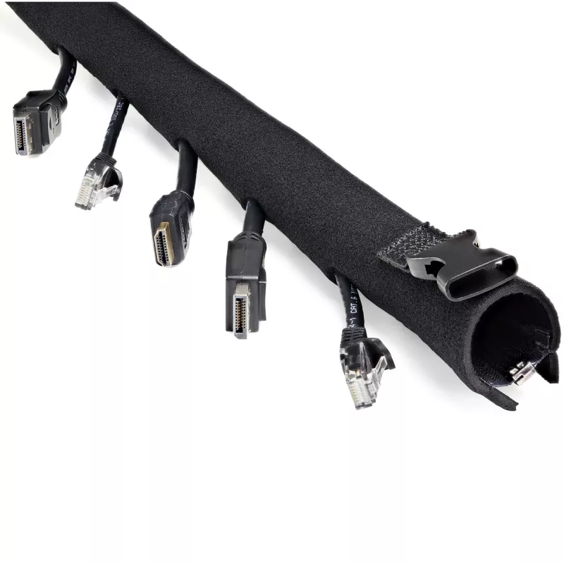 StarTech.com 40 colių (1 m) neopreninis kabelių valdymo rankovė su užtrauktuku ir sagtimi – 1,2 colio (3 cm) skersmuo – kompiuterio/maitinimo/tinklo/AV laidų gaubtas/tvarkyklė – lanksti kabelių organizavimo juosta – juoda