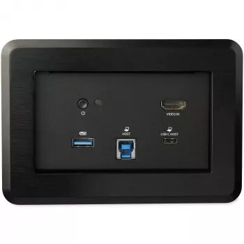 StarTech.com konferencinio stalo dokavimo stotelė – universali nešiojamojo kompiuterio dokavimo stotelė su 4K HDMI, 60W galios tiekimu, USB šakotuvu, GbE, garsu – jungčių dėžutė, montuojama į stalą, skirta huddle / posėdžių erdvėms