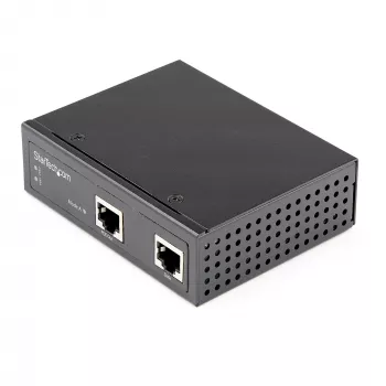 StarTech.com pramoninis Gigabit Ethernet PoE įpurškiklis - 30W 802.3at PoE+ Midspan 48V-56VDC DIN bėgelis Maitinimas per Ethernet adapteris - -40°C iki +75°C Kameroms/Jutikliams/WiFi prieigos taškams