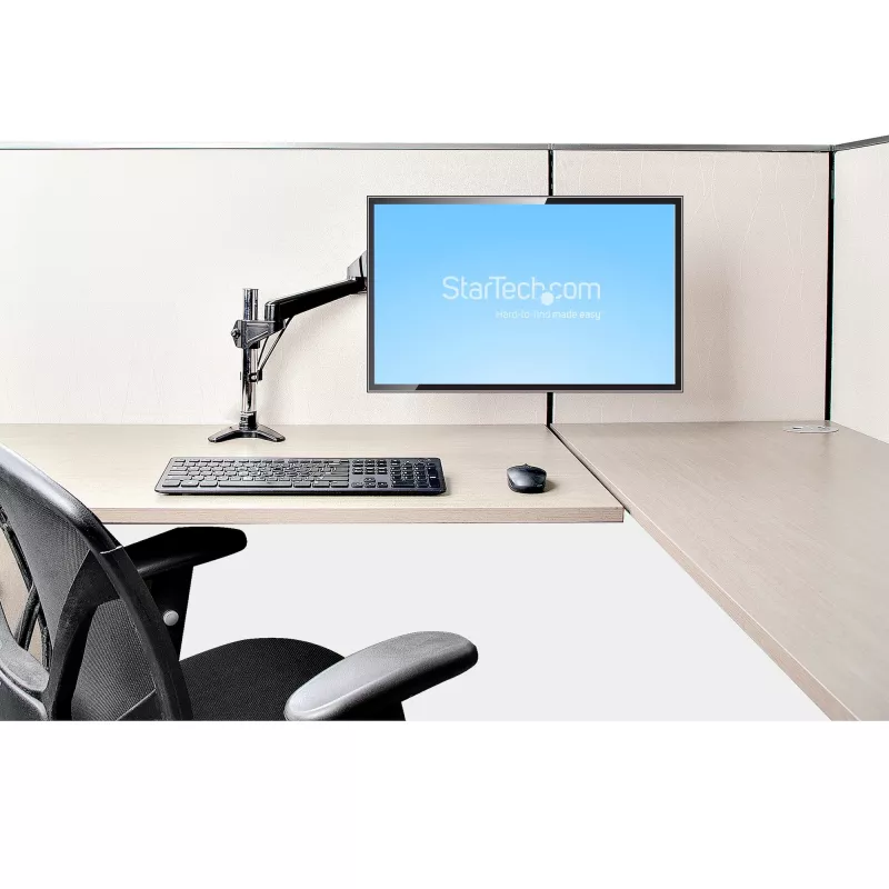 StarTech.com stalinis monitoriaus laikiklis vienam VESA ekranui iki 32 colių arba 49 colių itin plačiam 8kg/17,6lb – pilnas judesys, reguliuojamas aukštis – C spaustuvas, grommet – vieno monitoriaus laikiklis