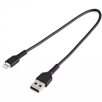 StarTech.com 12 colių (30 cm) Patvarus juodas USB-A į Lightning laidas - Sunkaus naudojimo armuotas aramidiniu pluoštu USB A tipo į Lightning įkrovimo/sinchronizavimo laidas - Apple MFi sertifikuotas iPad/iPhone 12