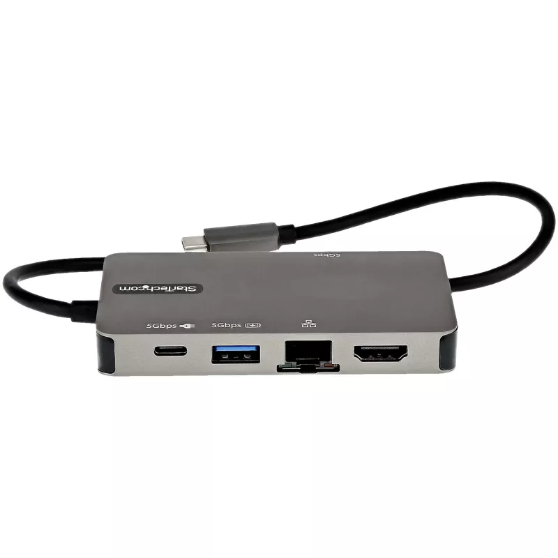 StarTech.com USB-C kelių prievadų adapteris - USB-C į 4K 30Hz HDMI arba 1080p VGA - USB Type-C mini dokas su 100W maitinimo perdavimu, 3 prievadų USB 5Gbps šakotuvu, GbE - 30 cm laidas