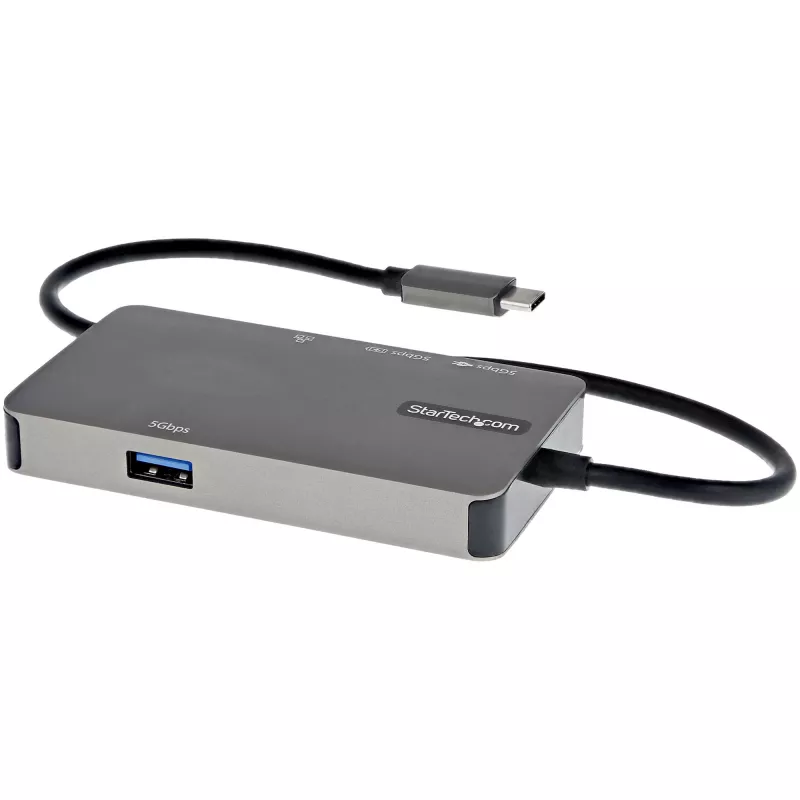 StarTech.com USB-C kelių prievadų adapteris - USB-C į 4K 30Hz HDMI arba 1080p VGA - USB Type-C mini dokas su 100W maitinimo perdavimu, 3 prievadų USB 5Gbps šakotuvu, GbE - 30 cm laidas