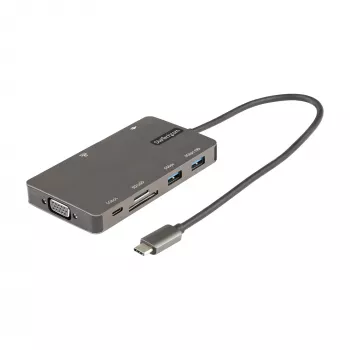 StarTech.com USB-C kelių prievadų adapteris - HDMI 4K 30Hz arba VGA kelioninis dokas - 5Gbps USB 3.0 šakotuvas (USB A / USB C prievadai) - 100W Power Delivery - SD/MicroSD - GbE - 30cm laidas - USB-C mini dokas