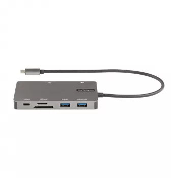 StarTech.com USB-C kelių prievadų adapteris - HDMI 4K 30Hz arba VGA kelioninis dokas - 5Gbps USB 3.0 šakotuvas (USB A / USB C prievadai) - 100W Power Delivery - SD/MicroSD - GbE - 30cm laidas - USB-C mini dokas