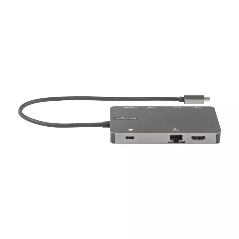 StarTech.com USB-C kelių prievadų adapteris - HDMI 4K 30Hz arba VGA kelioninis dokas - 5Gbps USB 3.0 šakotuvas (USB A / USB C prievadai) - 100W Power Delivery - SD/MicroSD - GbE - 30cm laidas - USB-C mini dokas