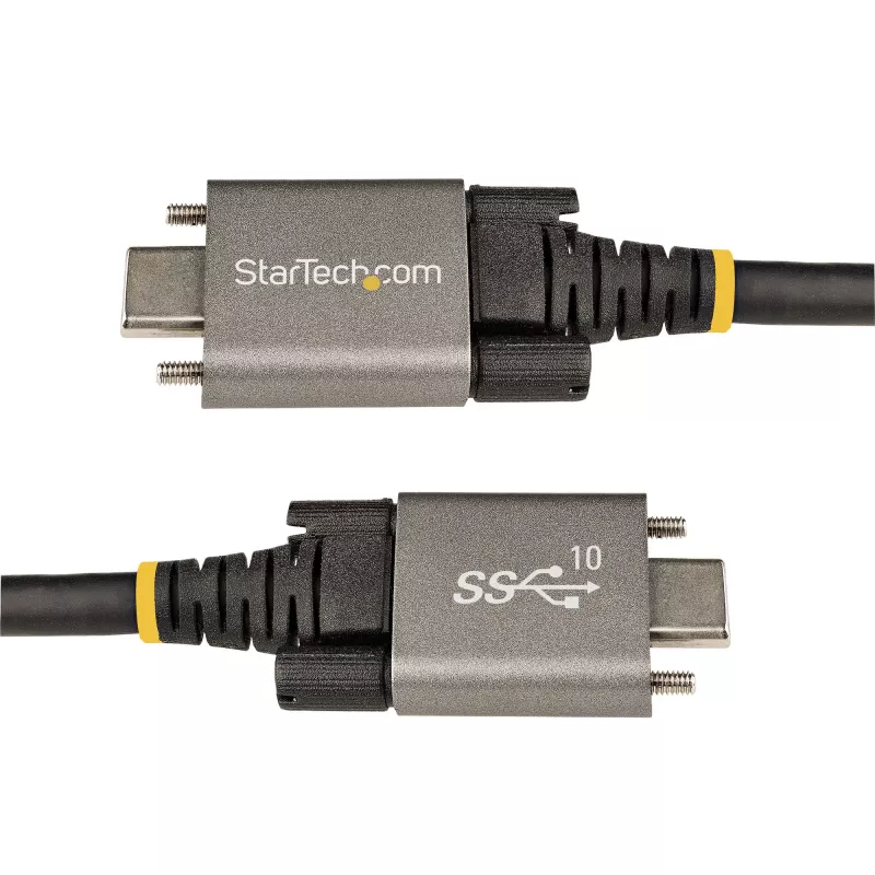 StarTech.com 20 colių (50 cm) USB-C laidas su šoniniais fiksavimo varžtais – 10Gbps, USB 3.1/3.2 Gen 2, 100W (5A) Power Delivery, DP Alt režimas – dvigubas fiksavimo varžtas – USB-C laidas įkrovimui ir sinchronizavimui