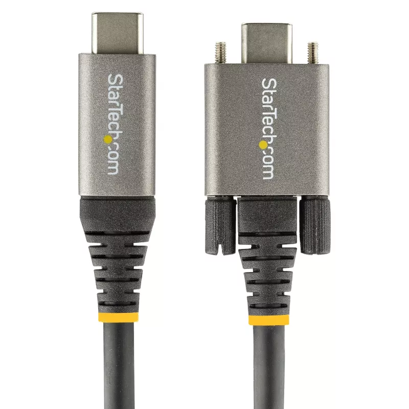 StarTech.com 20 colių (50 cm) USB-C laidas su šoniniais fiksavimo varžtais – 10Gbps, USB 3.1/3.2 Gen 2, 100W (5A) Power Delivery, DP Alt režimas – dvigubas fiksavimo varžtas – USB-C laidas įkrovimui ir sinchronizavimui