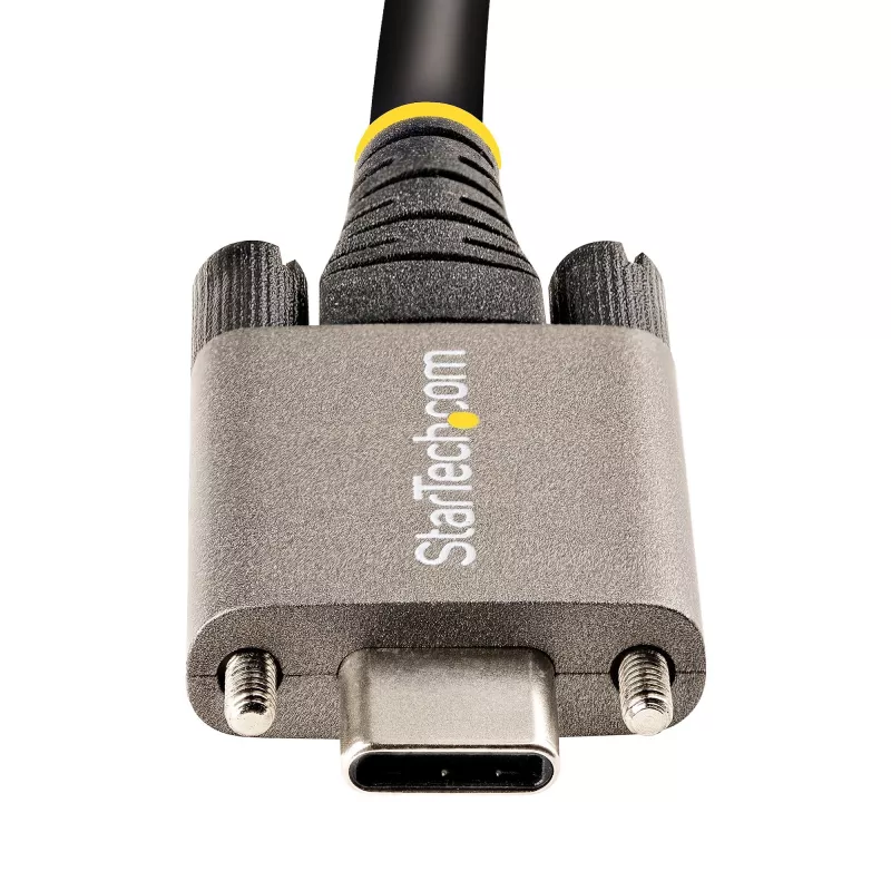StarTech.com 20 colių (50 cm) USB-C laidas su šoniniais fiksavimo varžtais – 10Gbps, USB 3.1/3.2 Gen 2, 100W (5A) Power Delivery, DP Alt režimas – dvigubas fiksavimo varžtas – USB-C laidas įkrovimui ir sinchronizavimui