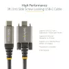 StarTech.com 20 colių (50 cm) USB-C laidas su šoniniais fiksavimo varžtais – 10Gbps, USB 3.1/3.2 Gen 2, 100W (5A) Power Delivery, DP Alt režimas – dvigubas fiksavimo varžtas – USB-C laidas įkrovimui ir sinchronizavimui