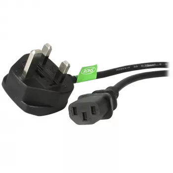 StarTech.com 1 m UK maitinimo laidas, BS 1363 – C13, 18AWG, 10A 250V, pakaitinis laidininkas kompiuteriui / televizoriui