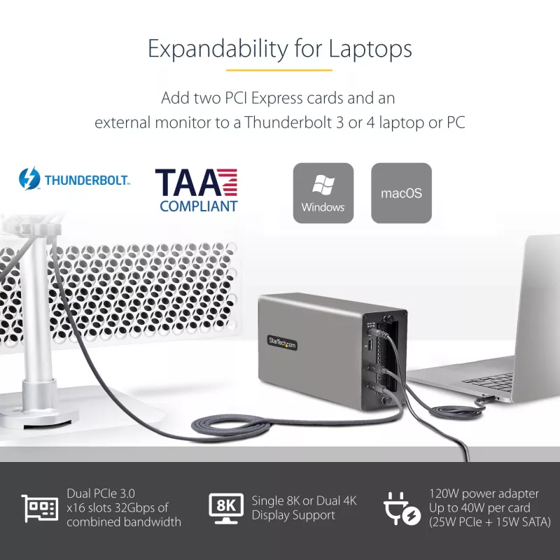 StarTech.com Dvigubo lizdo Thunderbolt 3 PCIe plėtinio korpusas