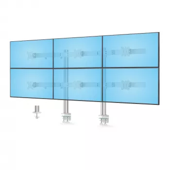 StarTech.com šešių monitorių stovas su skersiniu, iki 32 colių ekranams, 8 kg vienam, dviejų kolonų, C-spaustuvas/įvorė, reguliuojamas aukštis