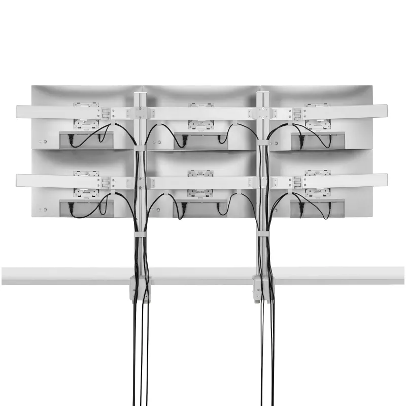 StarTech.com šešių monitorių stovas su skersiniu, iki 32 colių ekranams, 8 kg vienam, dviejų kolonų, C-spaustuvas/įvorė, reguliuojamas aukštis