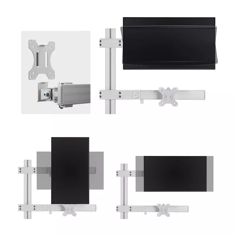 StarTech.com šešių monitorių stovas su skersiniu, iki 32 colių ekranams, 8 kg vienam, dviejų kolonų, C-spaustuvas/įvorė, reguliuojamas aukštis