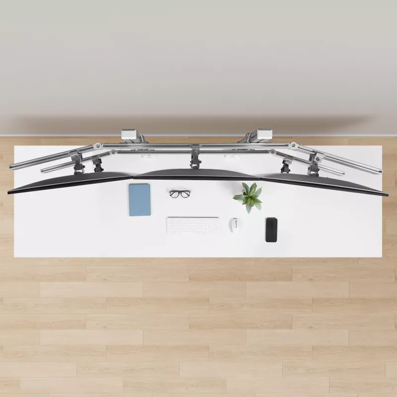 StarTech.com šešių monitorių stovas su skersiniu, iki 32 colių ekranams, 8 kg vienam, dviejų kolonų, C-spaustuvas/įvorė, reguliuojamas aukštis