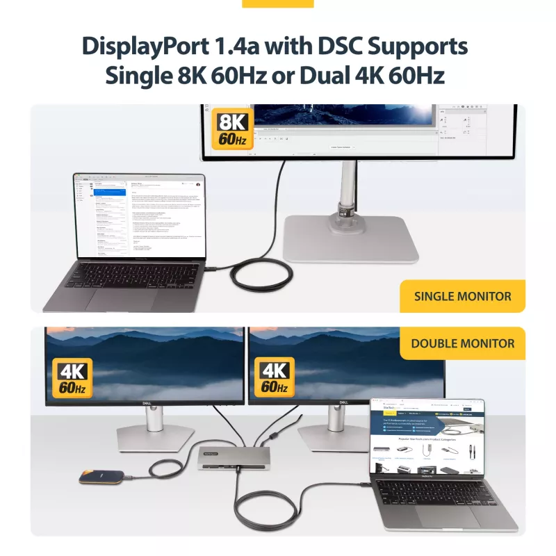 StarTech.com 2 m aktyvus Thunderbolt 4 kabelis, 40 Gbps, 100 W, 4K/8K vaizdas, Intel sertifikuotas