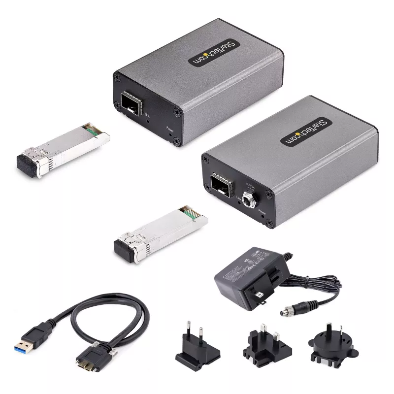 StarTech.com 2 prievadų USB 3.0 plėstuvas per OM3 daugiamodį šviesolaidį - LC/LC - 2x 5Gbps USB-A šakotuvas - 350 m (1150 pėdų) atstumas - patvarus USB šviesolaidinis plėstuvas