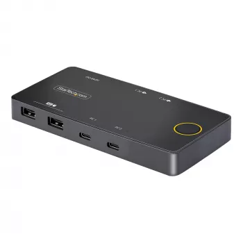 StarTech.com 2 prievadų USB-C KVM jungiklis, vienas 4K 60Hz HDMI monitorius, dvigubi 100W maitinimo perdavimo prievadai, maitinamas iš magistralės, suderinamas su USB Type-C/USB4/Thunderbolt 3/4 – mažas formos faktorius