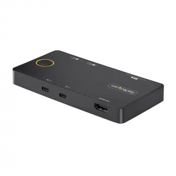 StarTech.com 2 prievadų USB-C KVM jungiklis, vienas 4K 60Hz HDMI monitorius, dvigubi 100W maitinimo perdavimo prievadai, maitinamas iš magistralės, suderinamas su USB Type-C/USB4/Thunderbolt 3/4 – mažas formos faktorius