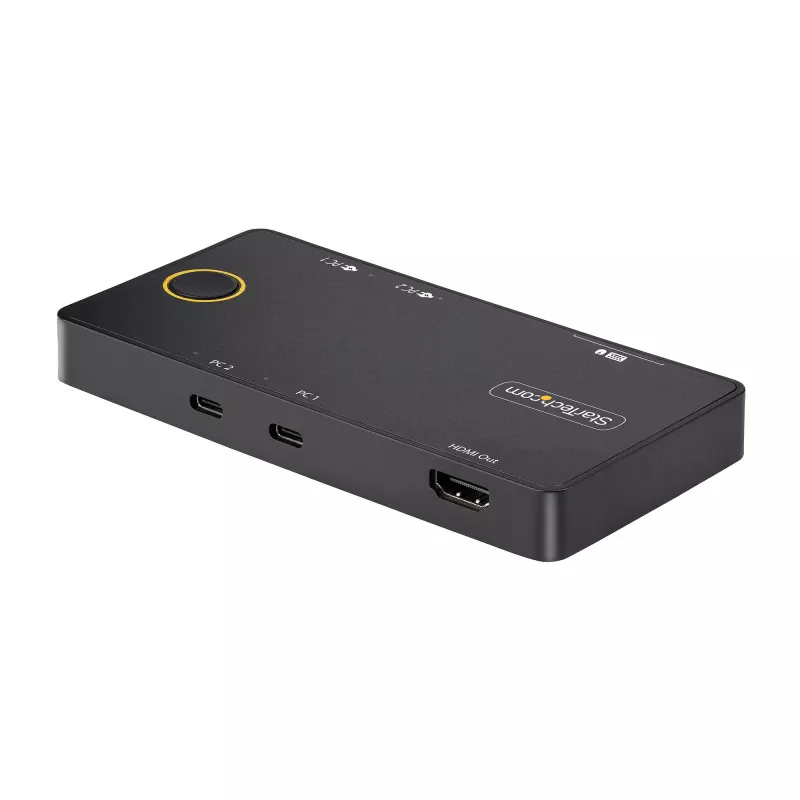 StarTech.com 2 prievadų USB-C KVM jungiklis, vienas 4K 60Hz HDMI monitorius, dvigubi 100W maitinimo perdavimo prievadai, maitinamas iš magistralės, suderinamas su USB Type-C/USB4/Thunderbolt 3/4 – mažas formos faktorius