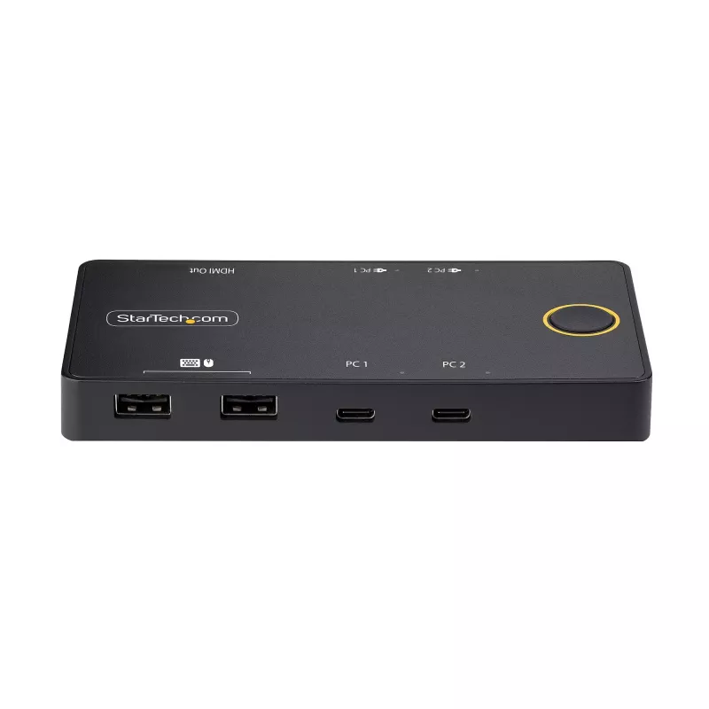 StarTech.com 2 prievadų USB-C KVM jungiklis, vienas 4K 60Hz HDMI monitorius, dvigubi 100W maitinimo perdavimo prievadai, maitinamas iš magistralės, suderinamas su USB Type-C/USB4/Thunderbolt 3/4 – mažas formos faktorius