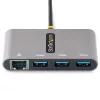 StarTech.com 3 prievadų USB-C centras su Ethernet - 3x USB-A - Gigabit Ethernet - USB 3.0 5Gbps - maitinamas iš magistralės - 30 cm ilgio USB-C laidas - nešiojamas USB-C į USB-A centras