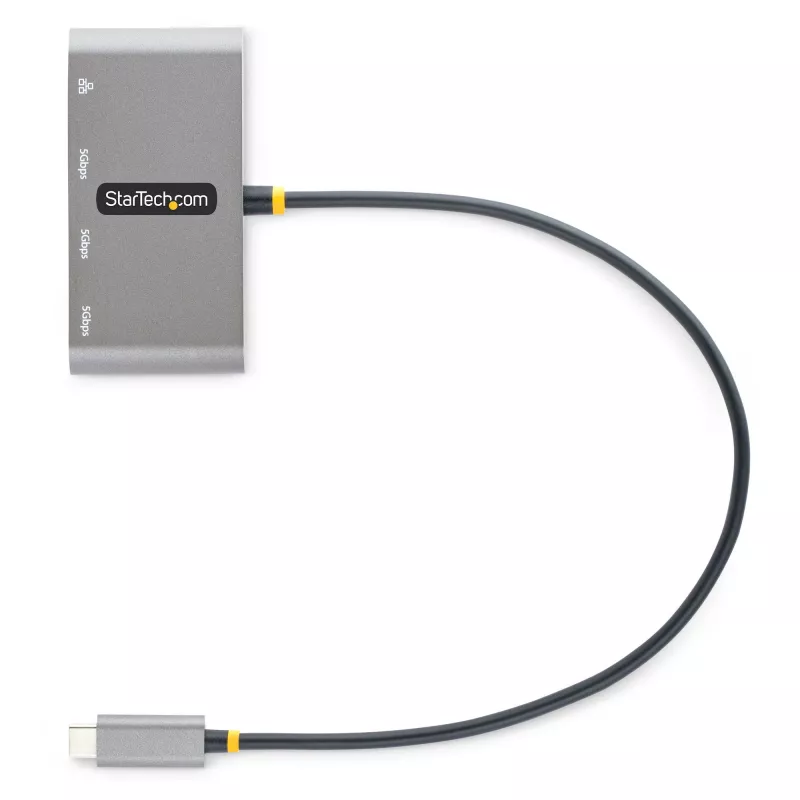 StarTech.com 3 prievadų USB-C centras su Ethernet - 3x USB-A - Gigabit Ethernet - USB 3.0 5Gbps - maitinamas iš magistralės - 30 cm ilgio USB-C laidas - nešiojamas USB-C į USB-A centras