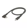 StarTech.com 1,6 pėdų (50 cm) tvirtas stačiu kampu USB-C laidas, USB 3.2 Gen 2 (10 Gbps), pilnai funkcionalus USB C į C duomenų perdavimo laidas, 4K 60 Hz DP Alt režimas, 100 W galios tiekimas – 90 laipsnių USB Type-C laidas