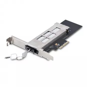 StarTech.com M.2 NVMe SSD į PCIe x4 mobilus dėklas / galinė plokštė su išimamu padėklu, PCI Express lizdui, be įrankių montavimas, PCIe 4.0/3.0 karštas keitimas, užraktas su 2 raktais