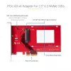 StarTech.com U.3 į PCIe adapterio kortelė, PCIe 4.0 x4 adapteris, skirta 2,5 colio U.3 NVMe SSD, SFF-TA-1001 PCI Express papildymo kortelė staliniams kompiuteriams/serveriams, TAA atitinkanti – nuo OS nepriklausoma