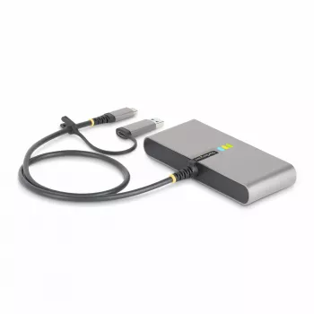 StarTech.com 2 prievadų USB-C šakotuvas su Ethernet ir RS-232, prisegtas USB-C į USB-A adapteris, 100W PD perdavimas, 2x USB-A 5Gbps, Gigabit Ethernet, RS232 Serial (FTDI)
