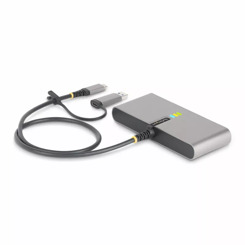 StarTech.com 2 prievadų USB-C šakotuvas su Ethernet ir RS-232, prisegtas USB-C į USB-A adapteris, 100W PD perdavimas, 2x USB-A 5Gbps, Gigabit Ethernet, RS232 Serial (FTDI)