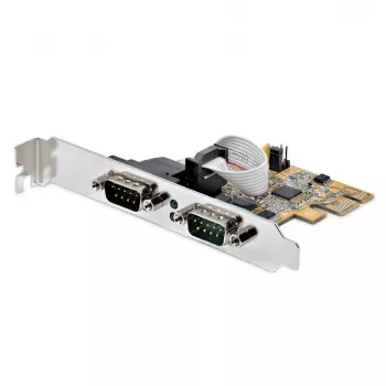 StarTech.com 2 prievadų PCI Express serijinė sąsajos plokštė, dviejų prievadų PCIe į RS232 (DB9) serijinė kortelė, 16C1050 UART, žemo / pilno profilio laikikliai, COM išlaikymas, skirta Windows / Linux