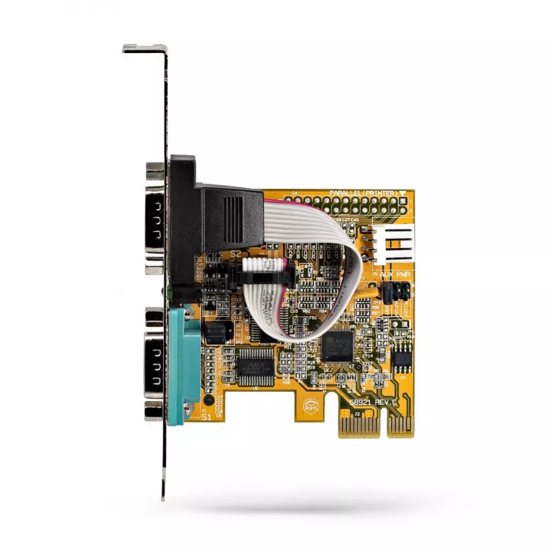 StarTech.com 2 prievadų PCI Express serijinė sąsajos plokštė, dviejų prievadų PCIe į RS232 (DB9) serijinė kortelė, 16C1050 UART, žemo / pilno profilio laikikliai, COM išlaikymas, skirta Windows / Linux