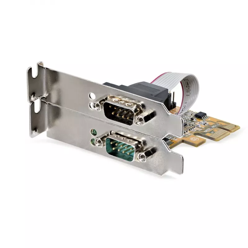 StarTech.com 2 prievadų PCI Express serijinė sąsajos plokštė, dviejų prievadų PCIe į RS232 (DB9) serijinė kortelė, 16C1050 UART, žemo / pilno profilio laikikliai, COM išlaikymas, skirta Windows / Linux