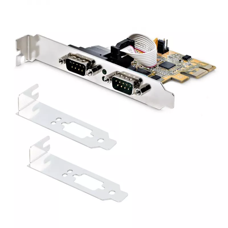StarTech.com 2 prievadų PCI Express serijinė sąsajos plokštė, dviejų prievadų PCIe į RS232 (DB9) serijinė kortelė, 16C1050 UART, žemo / pilno profilio laikikliai, COM išlaikymas, skirta Windows / Linux