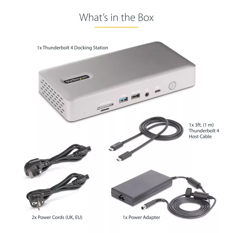 StarTech.com universali USB4 ir Thunderbolt 4 dokų stotelė, keturi ekranai Windows, du ekranai MacBook, HDMI DP dokas su 98W įkrovimu nešiojamam kompiuteriui