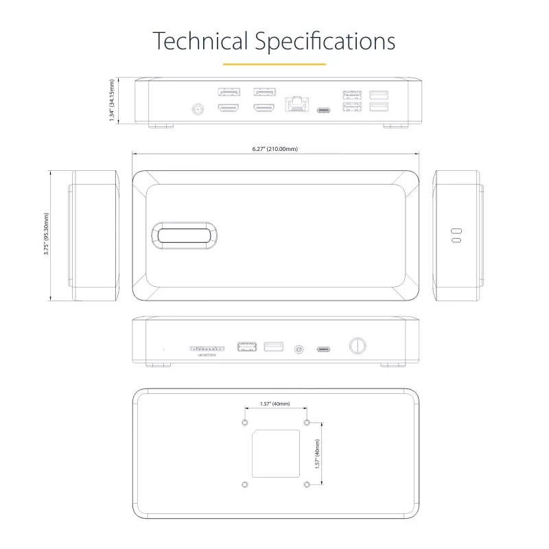 StarTech.com universali USB4 ir Thunderbolt 4 dokų stotelė, keturi ekranai Windows, du ekranai MacBook, HDMI DP dokas su 98W įkrovimu nešiojamam kompiuteriui