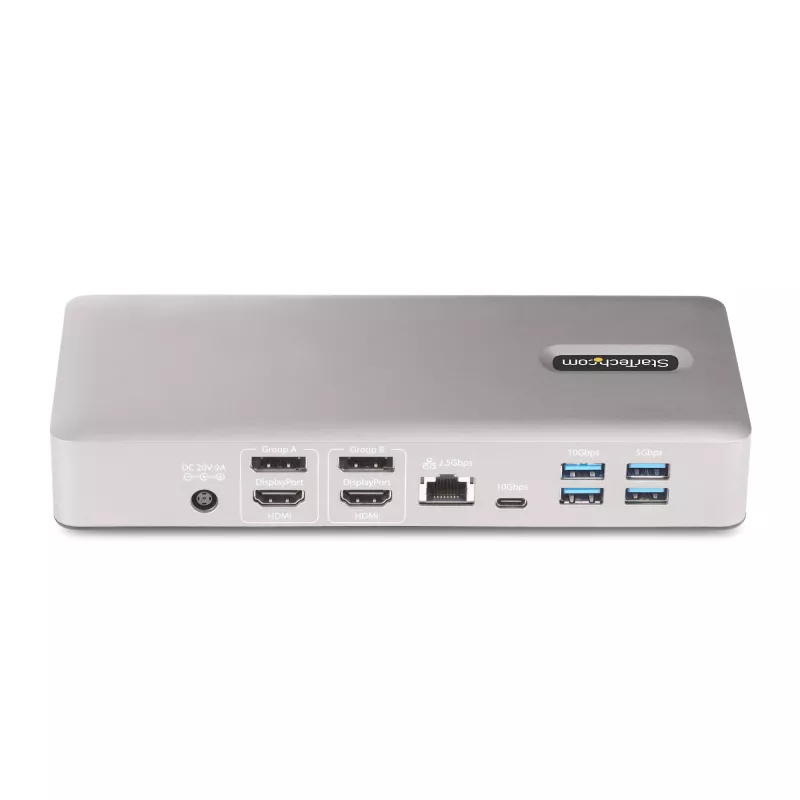StarTech.com universali USB4 ir Thunderbolt 4 dokų stotelė, keturi ekranai Windows, du ekranai MacBook, HDMI DP dokas su 98W įkrovimu nešiojamam kompiuteriui